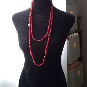 60" red bead necklace, fashion jewelry